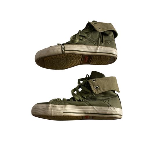 Army Green Canvas High Top Sneakers Levi’s Size 7.5 - Picture 5 of 7